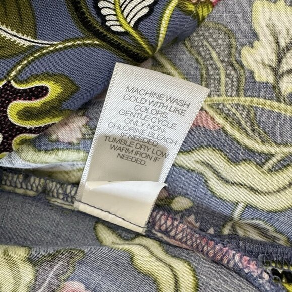 J Jill Popover Top Blue Floral Print Short Sleeve Medium Petite - Picture 9 of 10